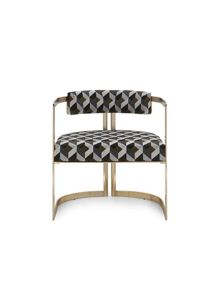 

Italian living room sofa chair, light luxury simple stainless steel mirror book chair