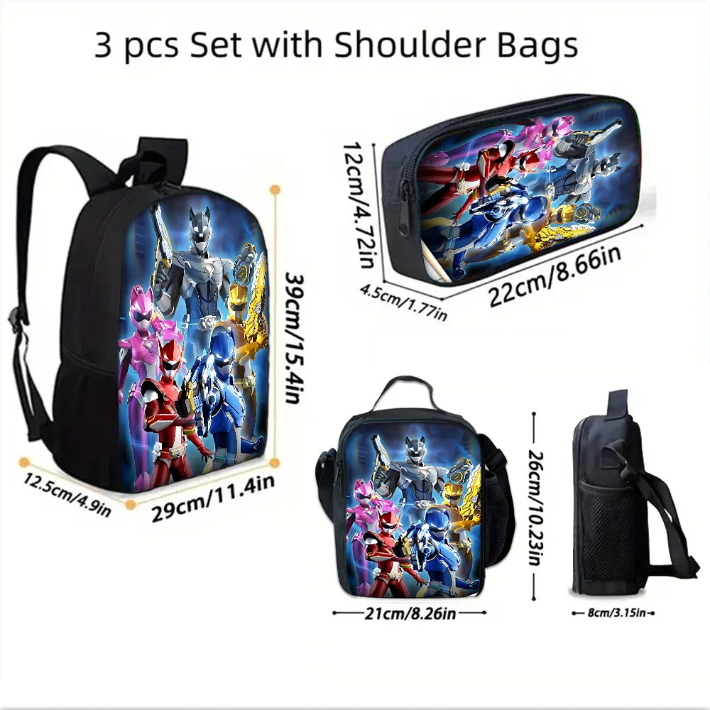Cartoon Game M-MiniS F-ForceS Child School Backpack with Lunch Bags ,Pencil Bags ,School Bags for Boys Girls Best Gift