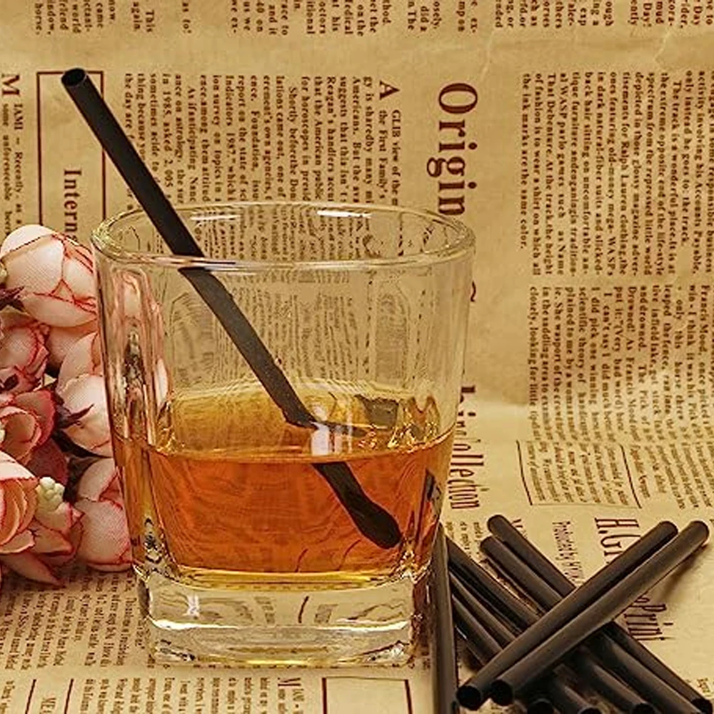 50-10000Pcs Black Drinking Straws, Cocktail rietjes Milk Tea Bar Party Wedding Kitchen Home Accessory Beverage Straw Wholesale