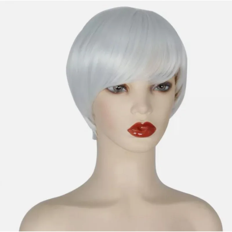 for Women Short White Pixie Cut Wigs Natural Wig