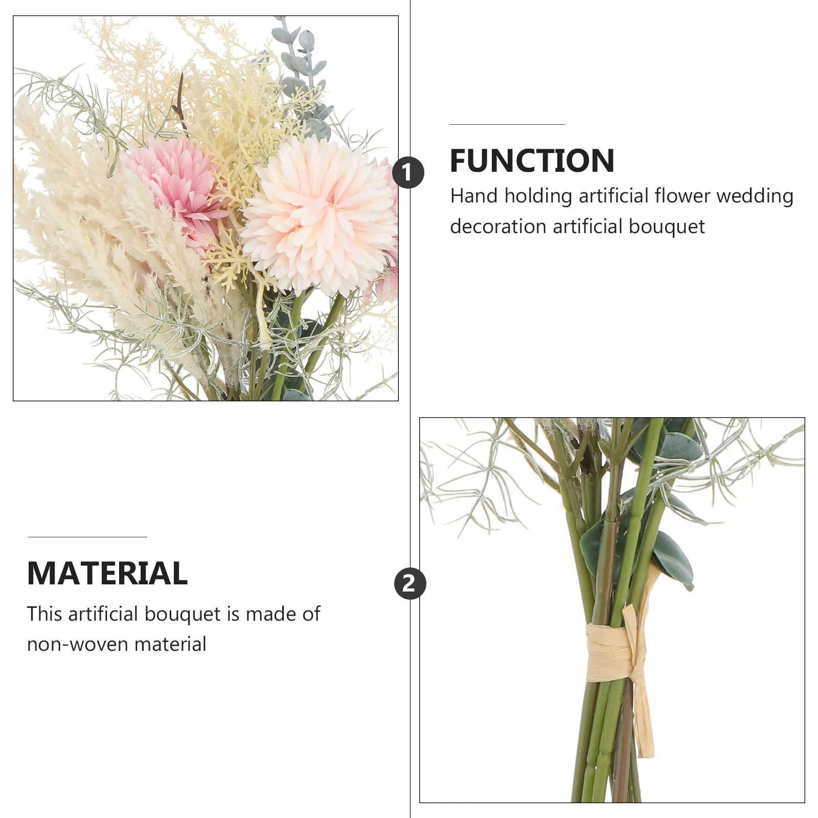 

1pc Artificial Bouquet Non-Woven Realistic Wedding Decoration Home Decor Living Room Bedroom Photography Props Simulation