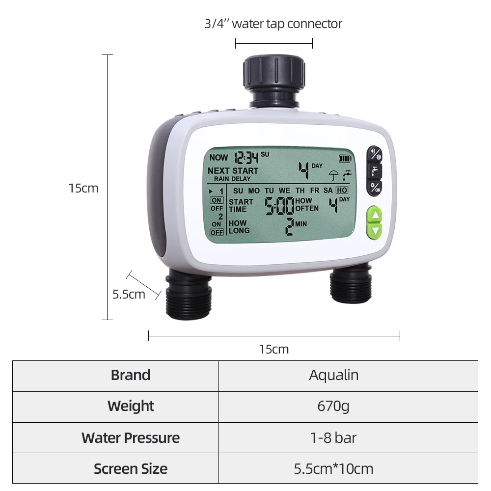 Dwa wyloty ogród automatyczny FSTN 4.8 \'\'ekran LCD czasowy wyłącznik przepływu wody System nawadniania sterownik do sadzenia podlewanie #21138