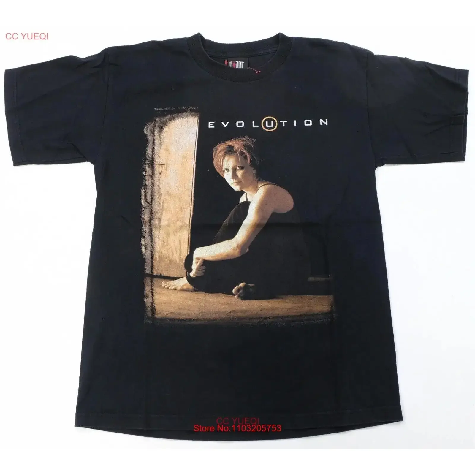 Raro Vintage GIANT Martina McBride Evolution 1998 99 camiseta 90s país negro L vintage lavado moda elegante cómodo