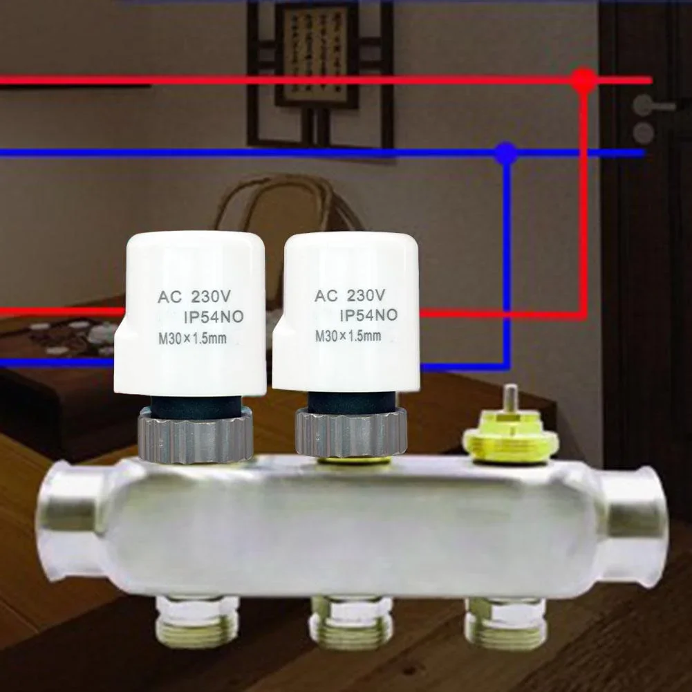 Actuador térmico eléctrico para calefacción por suelo radiante, válvula termostática TRV, normalmente cerrada, abierta, M30 x 1,5mm, CA 230V, 1 unidad