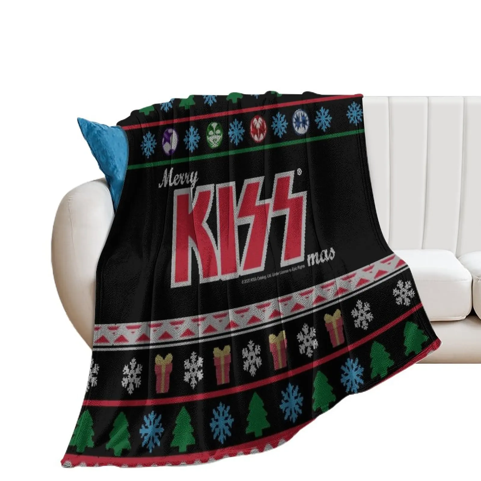 

KISS  the Band - Merry KissMas Ugly Sweater Throw Blanket Baby Sofa Quilt Blankets