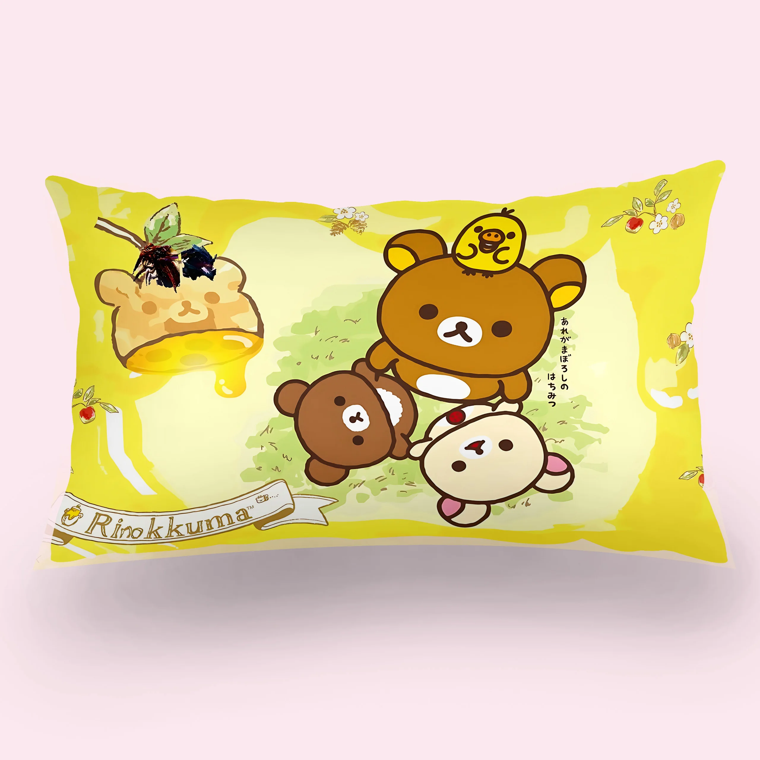 Cartoon Cute R-Rilakkumas Double-sided Printing Rectangle Pillow Case Bedside Pillowcase Sofa Cushion Cover Room Home Decoration