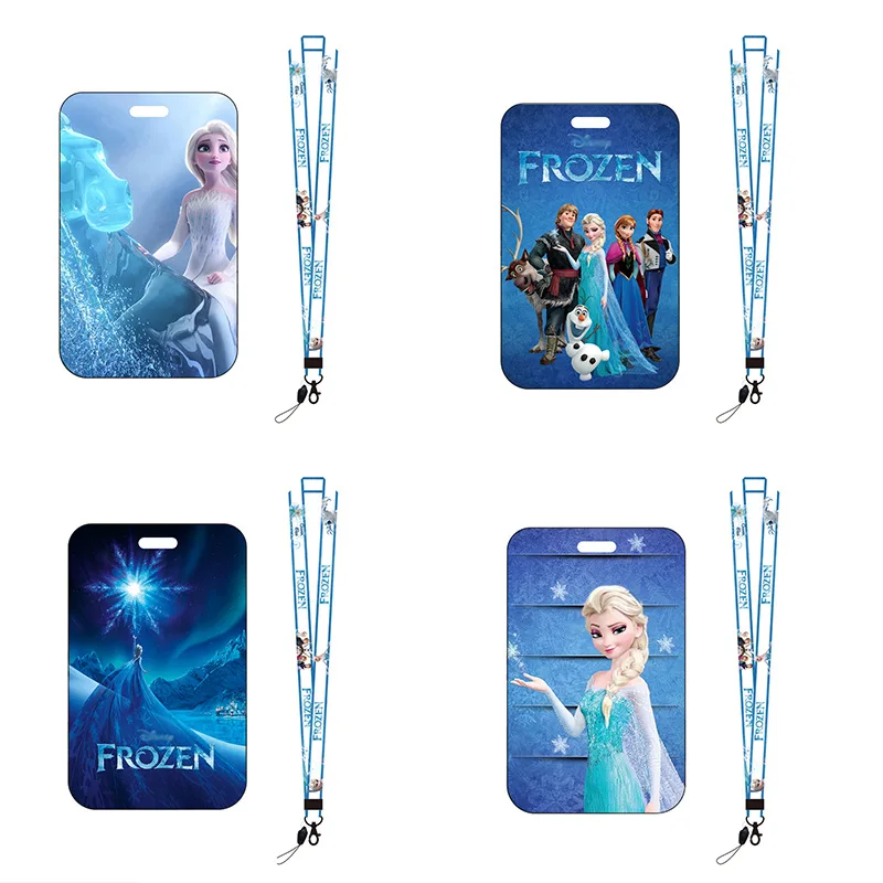 

Disney Princess Frozen Wholesale Plastic Anime ID Card Holder Fashion Badge Sliding Work Name Tag Bus Lanyard Cards Holders