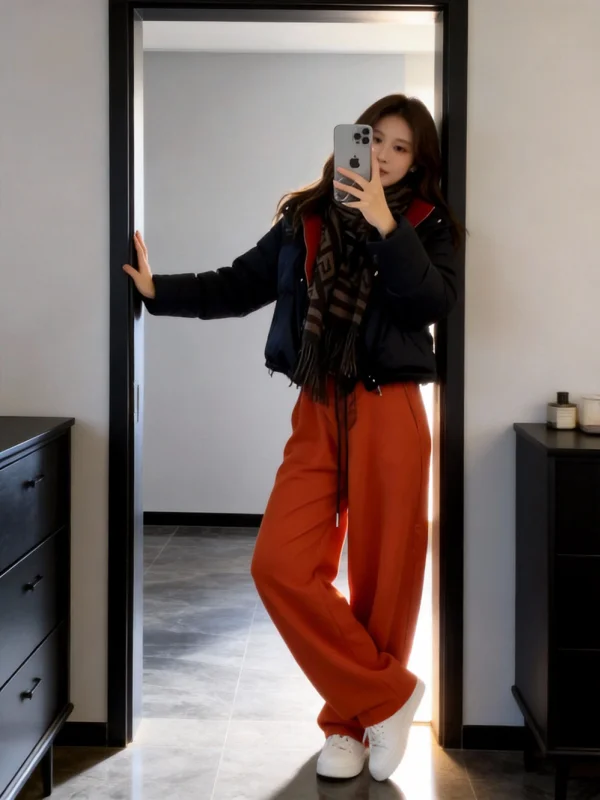 

Faionable ort Hooded Cotton Jaet And Pants Set for Women Casual Bread Sle Trendy Outfit High Waist Wide Leg Trousers