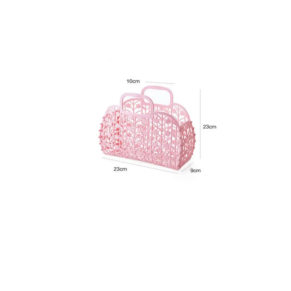 Bathroom Hollowed Washing Storage Basket Shower Bath Basket Mesh Portable Tote Bag Laundry Basket Clothes Organizer