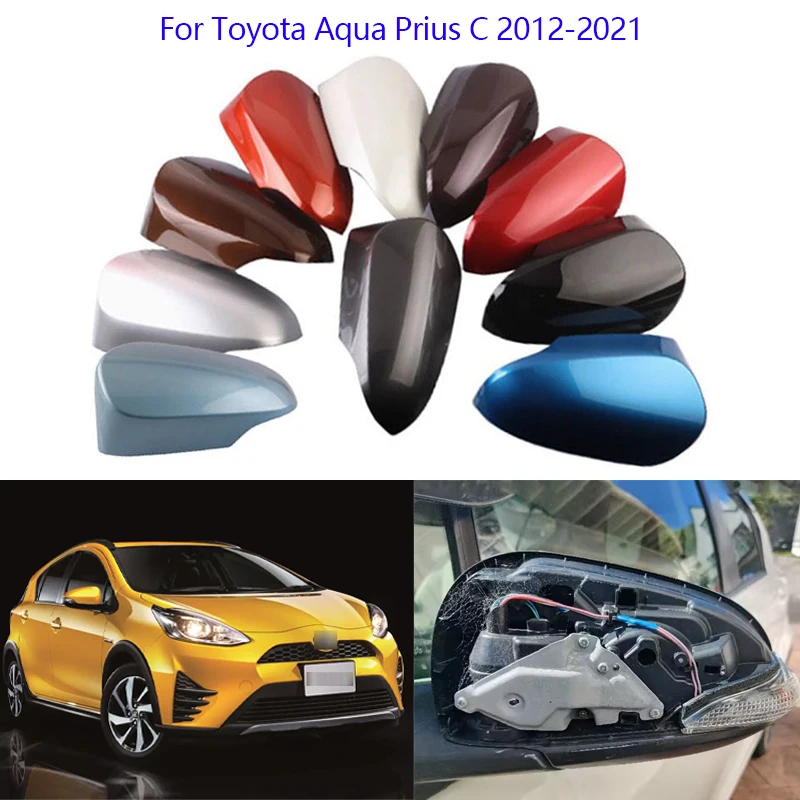 Funda para espejo retrovisor de coche, funda para espejo retrovisor Toyota Aqua Prius C 2012 ~ 2021