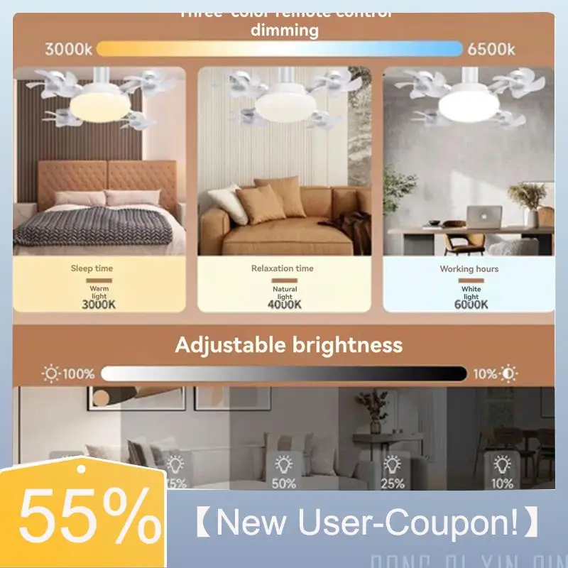 A81M New- Ceiling Fan Light E27 LED 60W Remote Control Dimmer Function Drone Shaped Fan Light For Living Room