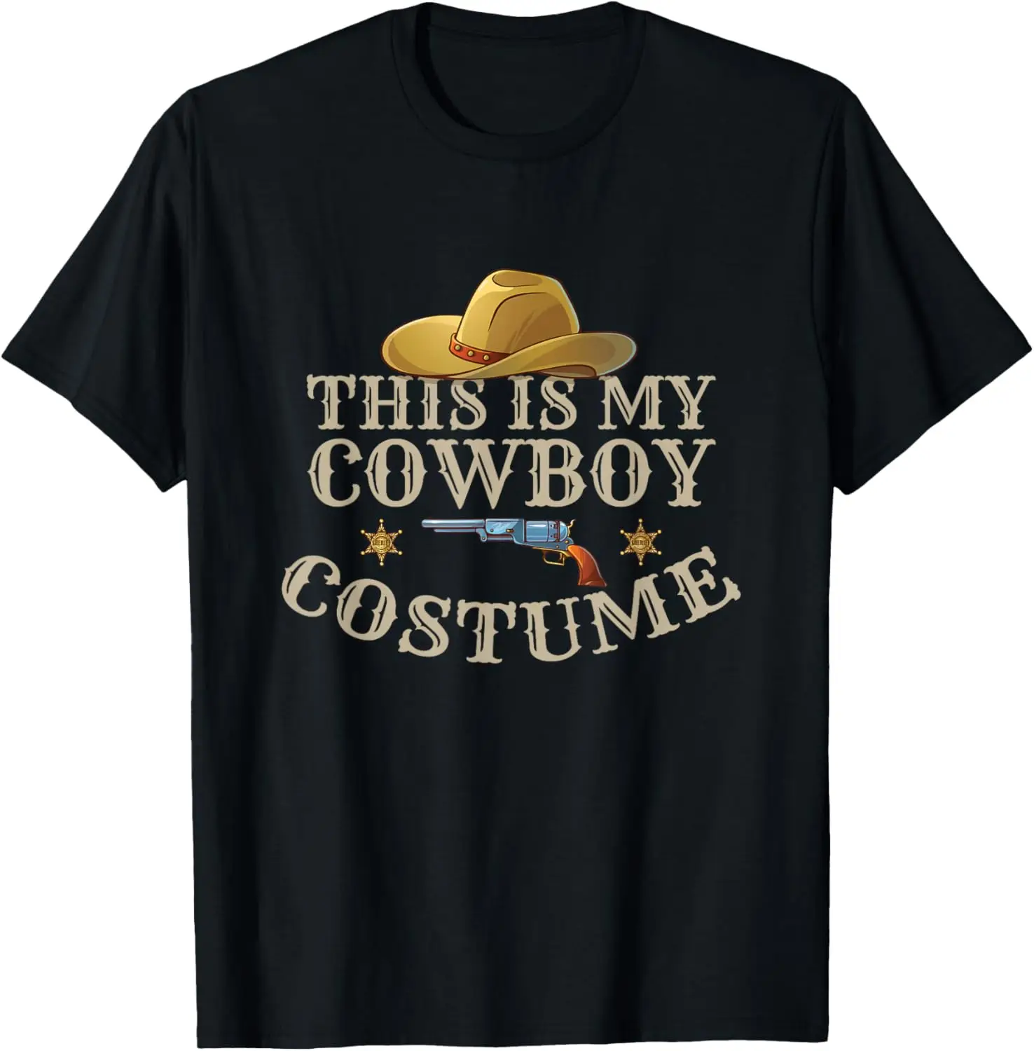 

This Is My Cowboy Costume Funny Western Revolver Graphic Print Cotton Tee Casual Men