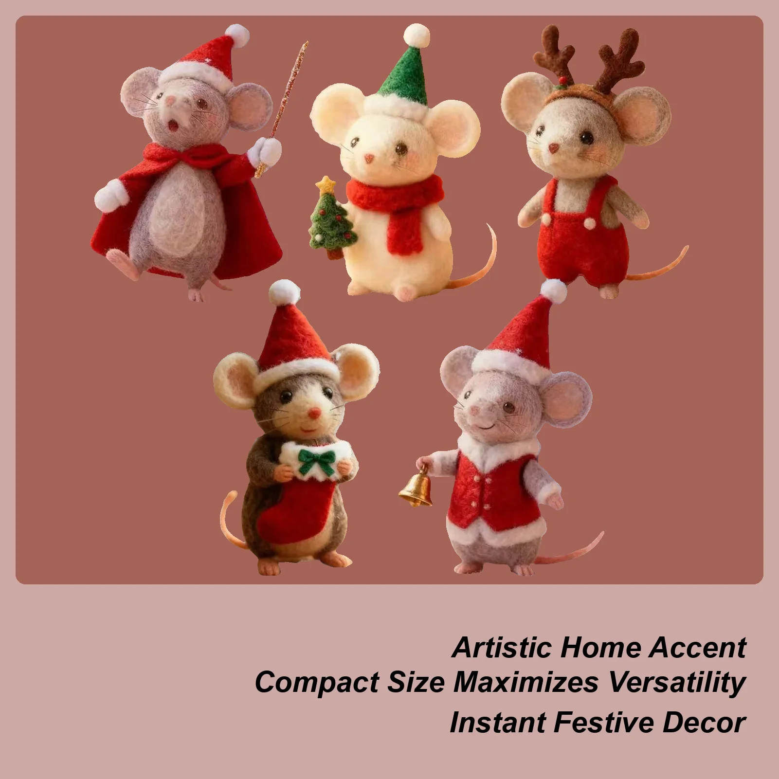 3D Weihnachten Filz Maus Mini Tier Figur Weihnachten handgemachte Filz Maus Ornament Desktop Dekoration Party Geschenke
