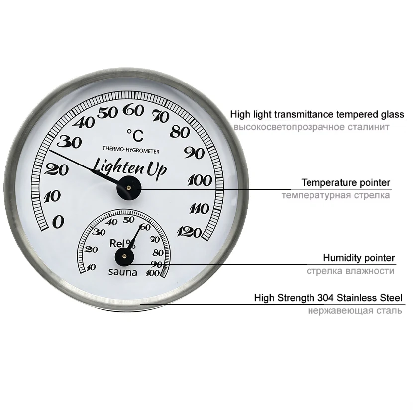 10 pcs Temperature-Humidity-Meter Room-Accessories Sauna Steam Wood 2-In-1 Metal Casing
