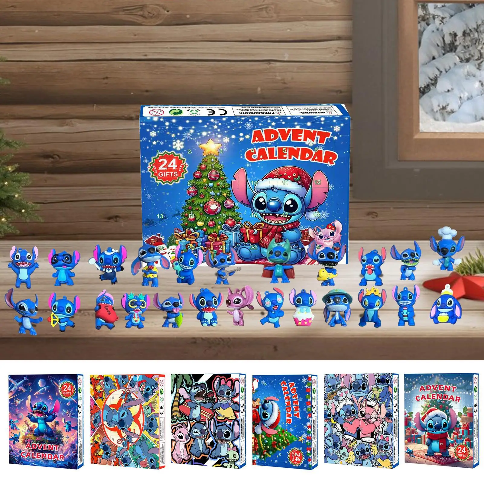 Caja ciega con calendario de Adviento de Navidad 2025, regalos para niños de dibujos animados de Mickey Minnie de Disney "Lilo y Stitch", 24 muñecas aleatorias
