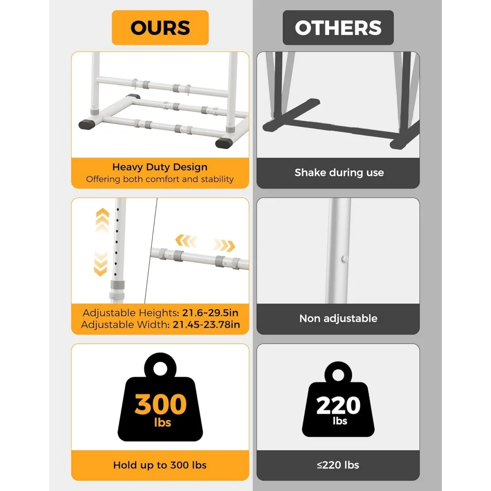 حامل مساعدة لكبار السن للأريكة والكرسي، ارتفاع وعرض قابل للتعديل، قبضة غير قابلة للانزلاق، يدعم ما يصل إلى 300 رطل، أبيض