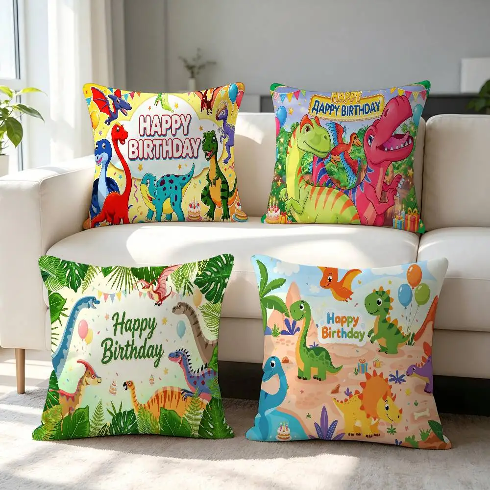 Cartoon Cute Dinosaur World Dino Cushion Cover Inches Farmhouse Decor Home Throw Pillow Covers For Couch Decorations
