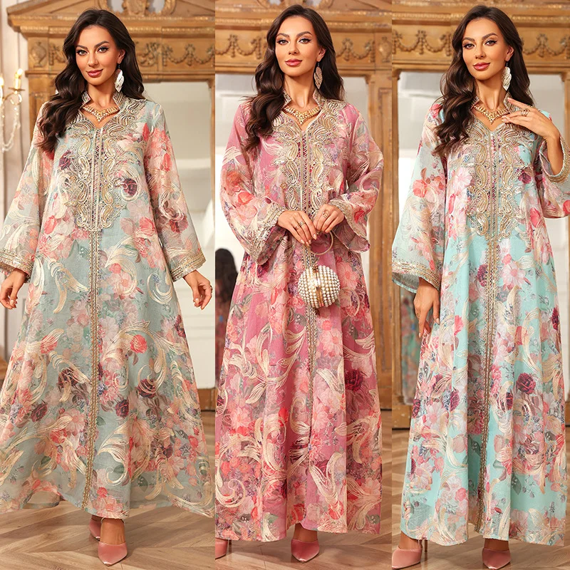 

Women Abaya Dress Eid Muslim Dubai Dresses Party Long Robe Embroidery Abayas Jalabiya Kaftan Islam Vestidos Ramadan Morocco