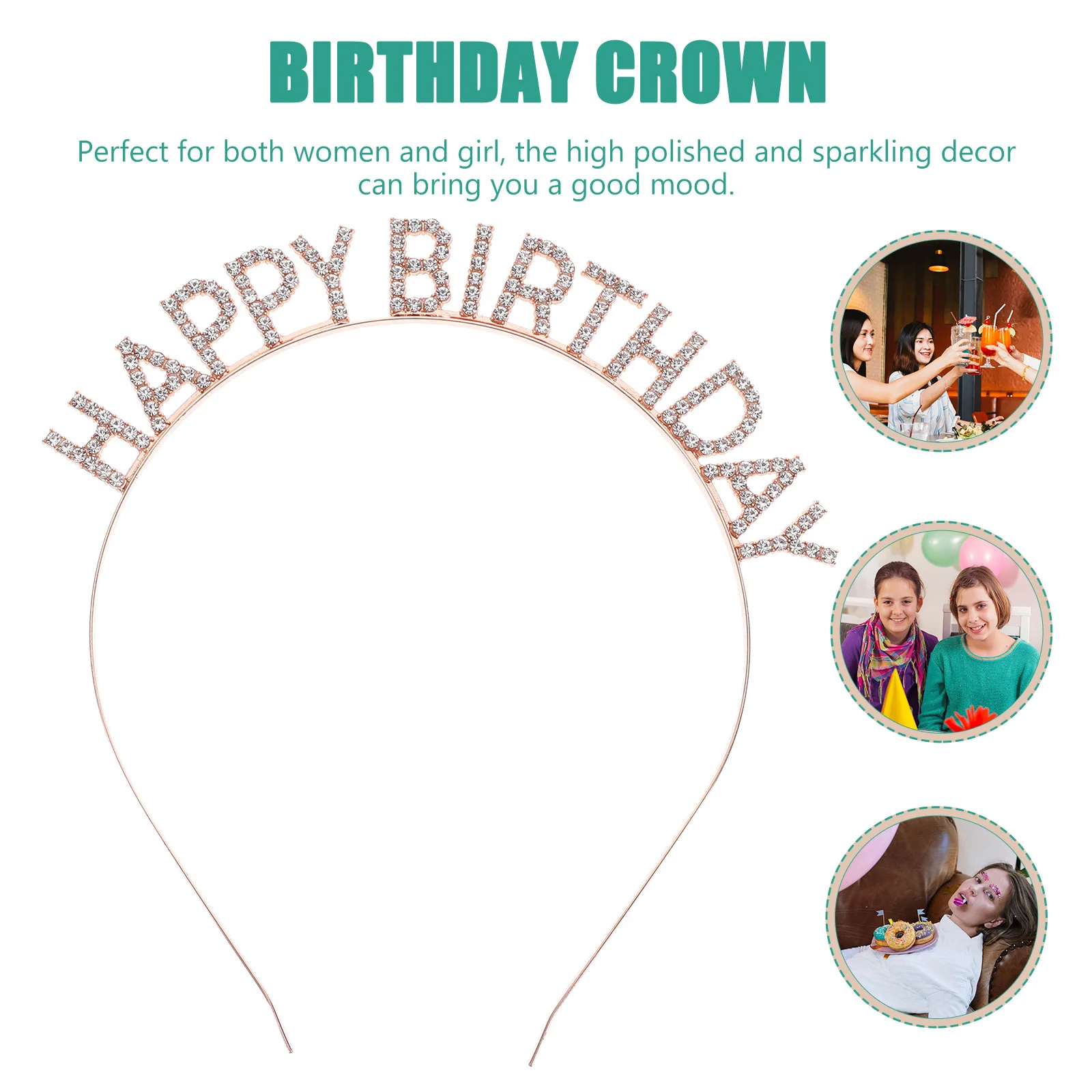 حجر الراين عقال للرأس على شكل تاج عيد ميلاد إكسسوار للشعر للنساء حفلة كابينة تصوير ديكور عيد ميلاد عصابات للمراهقين البالغين