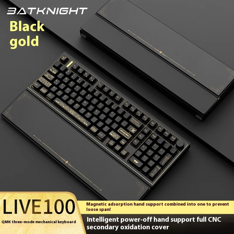 BATKNIGHT Live100 Tri-Mode Mechanical Keyboard Customized Aluminum Alloy Intelligent Flip-Top Hand Rest Gaming Office Laptop PC
