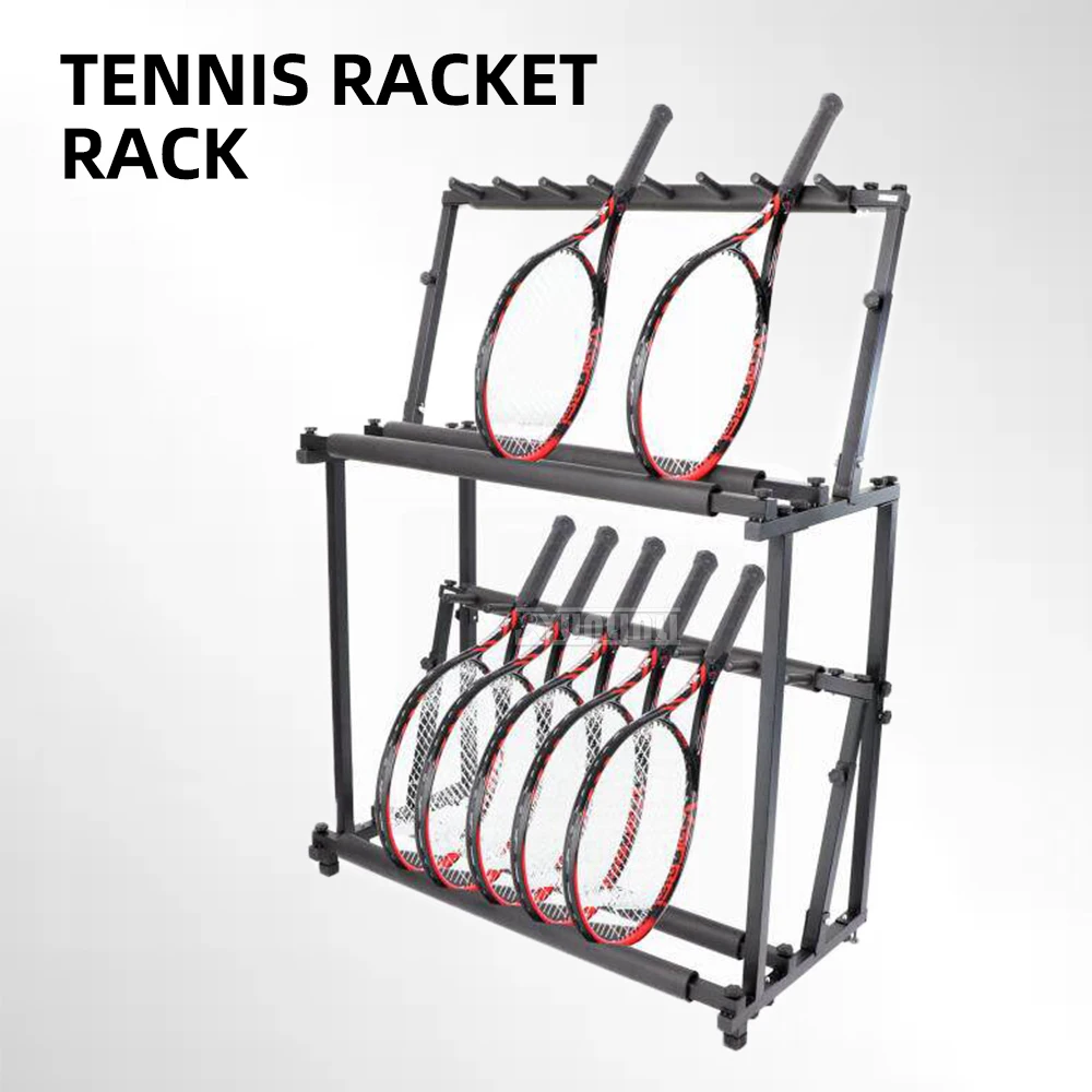 Double Layer Badminton Rackets Display Stand, 7 Sets 14 Head, Children Racket Showcase Stand