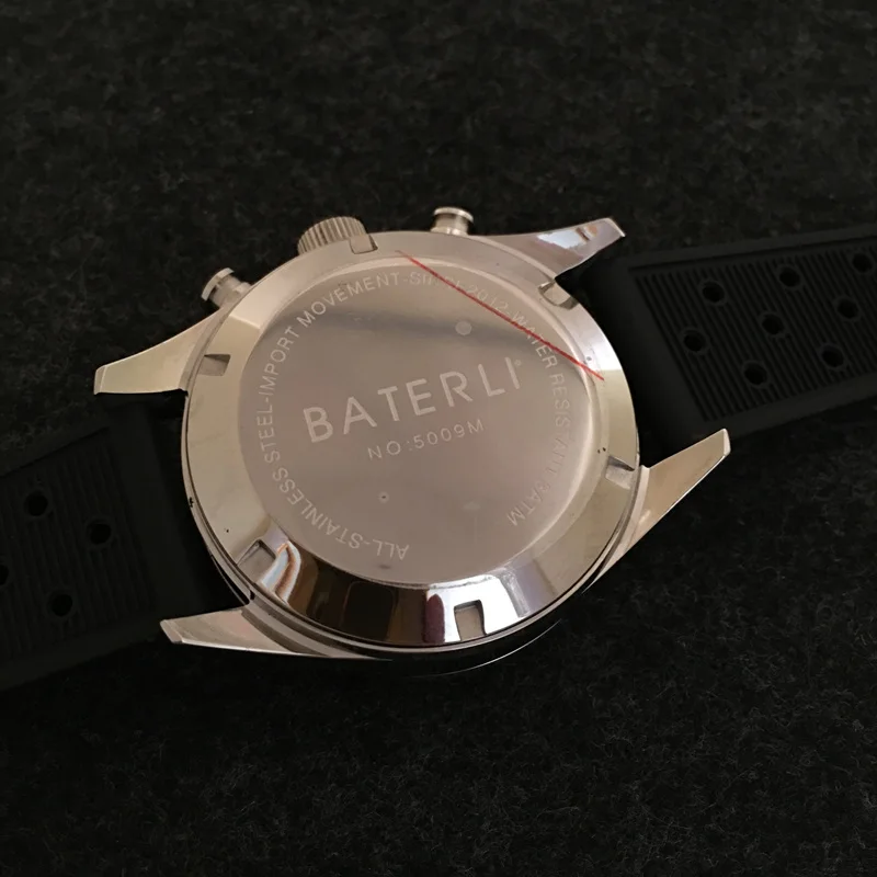 นาฬิกานาฬิกาผู้ชาย Chronograph ควอตซ์นาฬิกาสแตนเลสกีฬานาฬิกาข้อมือสำหรับผู้ชายสีดำ Tali Jam Tangan Karet นาฬิกาข้อมือ