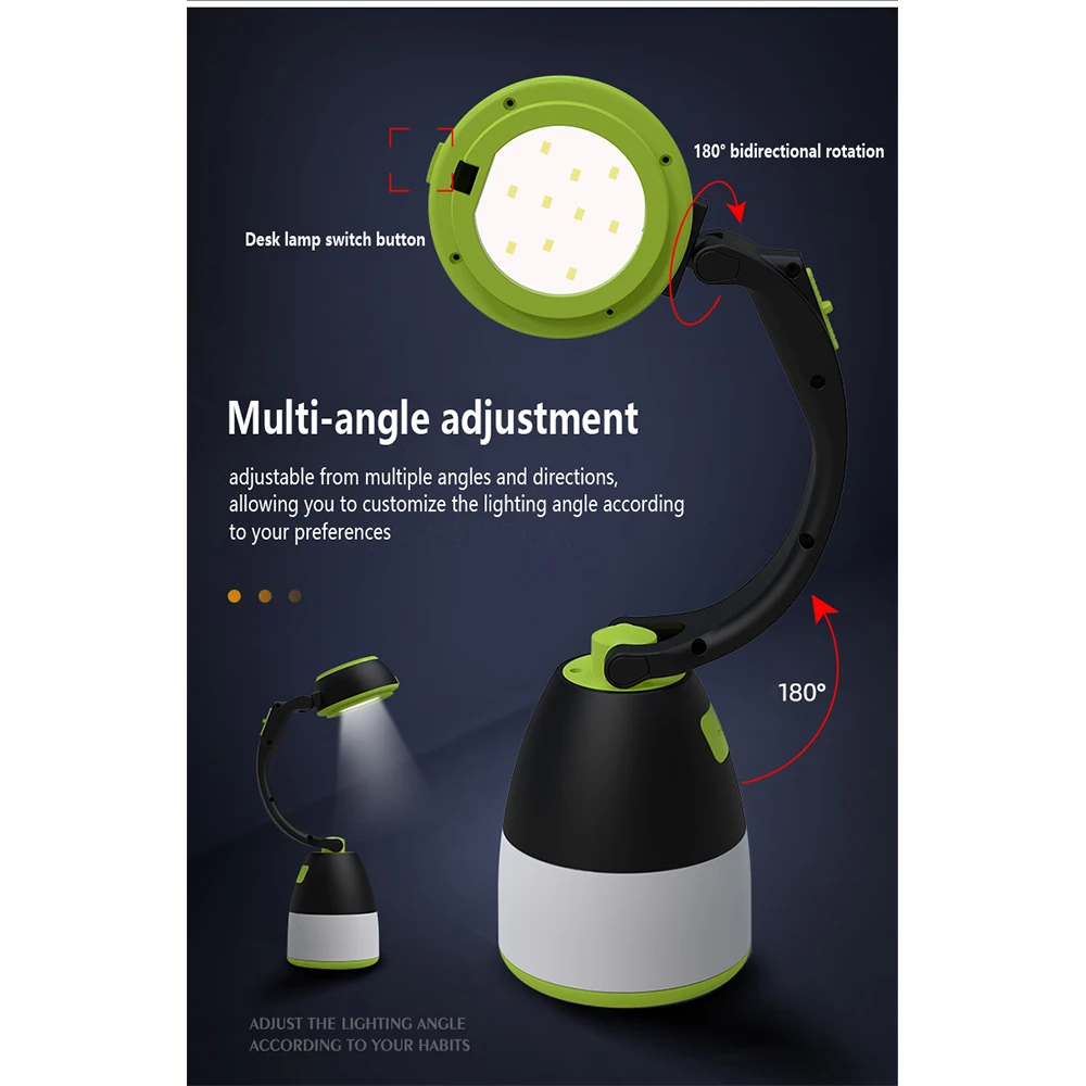 Drei-In-One Tragbare Beleuchtung Zelt Lampe Camping Lampe Haushalt Schreibtisch Lampe Outdoor Camping Taschenlampe Notfall Nachtlicht