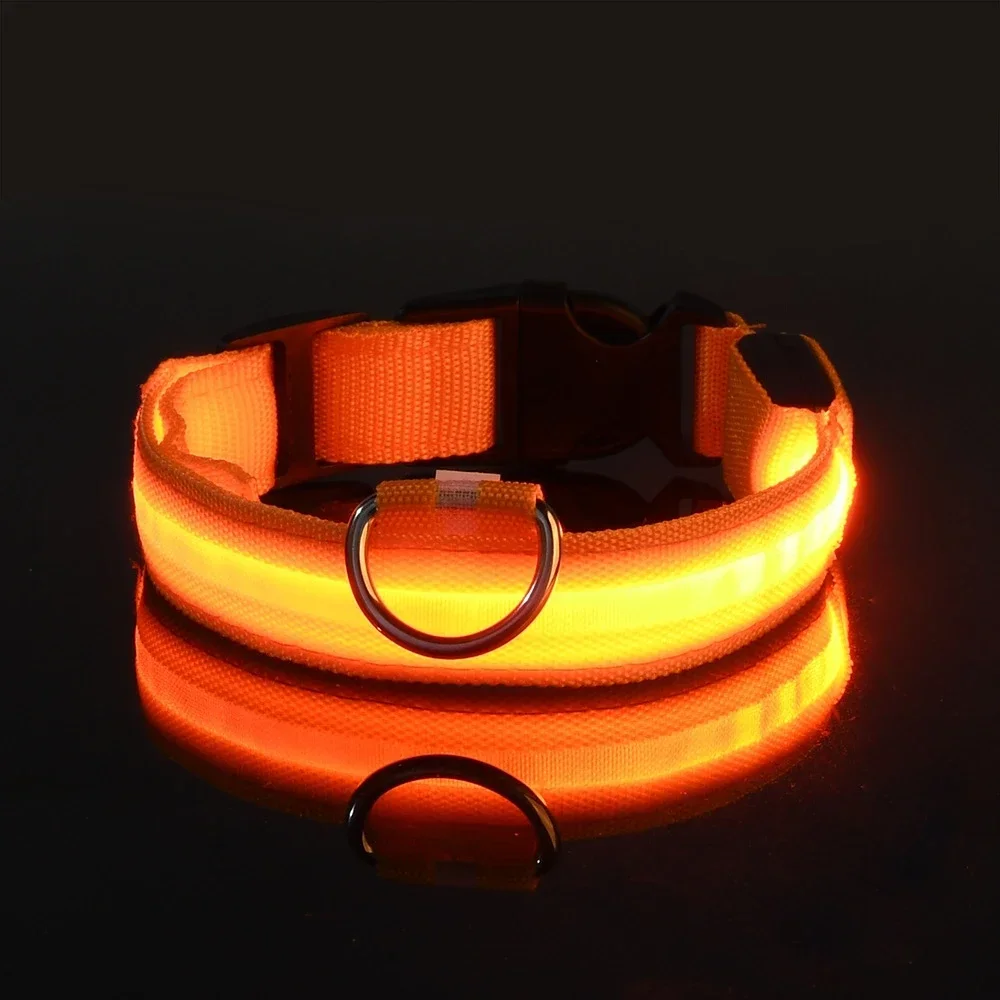 Halsband Nylon LED Nachtveiligheid Knipperend Glow In The Dark Hondenriem Honden Lichtgevende fluorescerende hondenaccessoires halsband