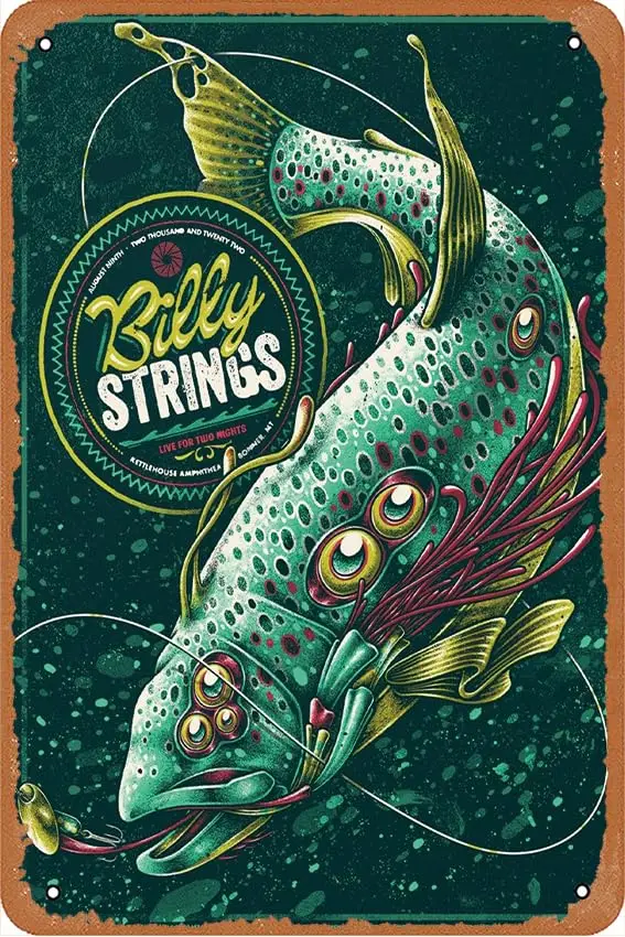 Billy Strings Bonner Twin Home Prints (Max Mahn) (1st Edition) Concert Posters Vintage Metal Tin Sign Wall Decor for Bars, Resta