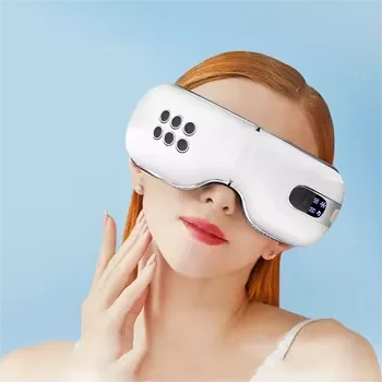 جهاز تدليك العين بضغط الهواء البارد الساخن القابل للطي لتخفيف الصداع النصفي وإعادة تعب العين مع علاج هادئ للموسيقى