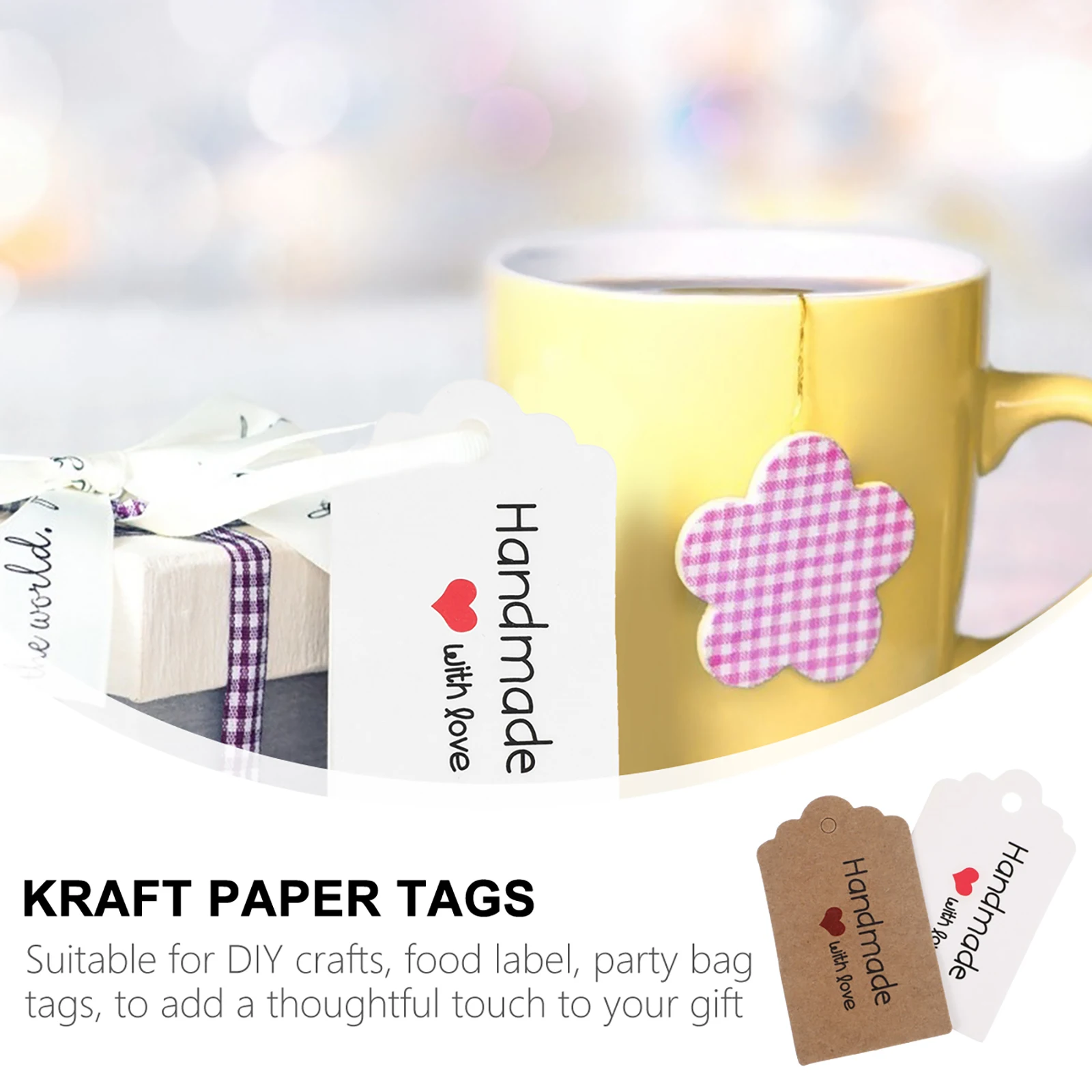 

200 Pcs Tabs Kraft Paper Hang Tag Tags Gift Food Packing Label Bakery Package Wedding Party