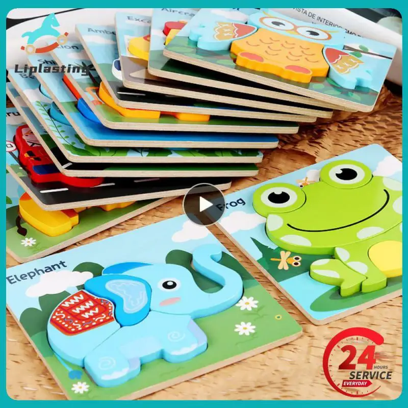 

High Quality Wooden Puzzles Educational Cartoon Animals Early Learning Cognition Intelligence Puzzle Game For Children Toys