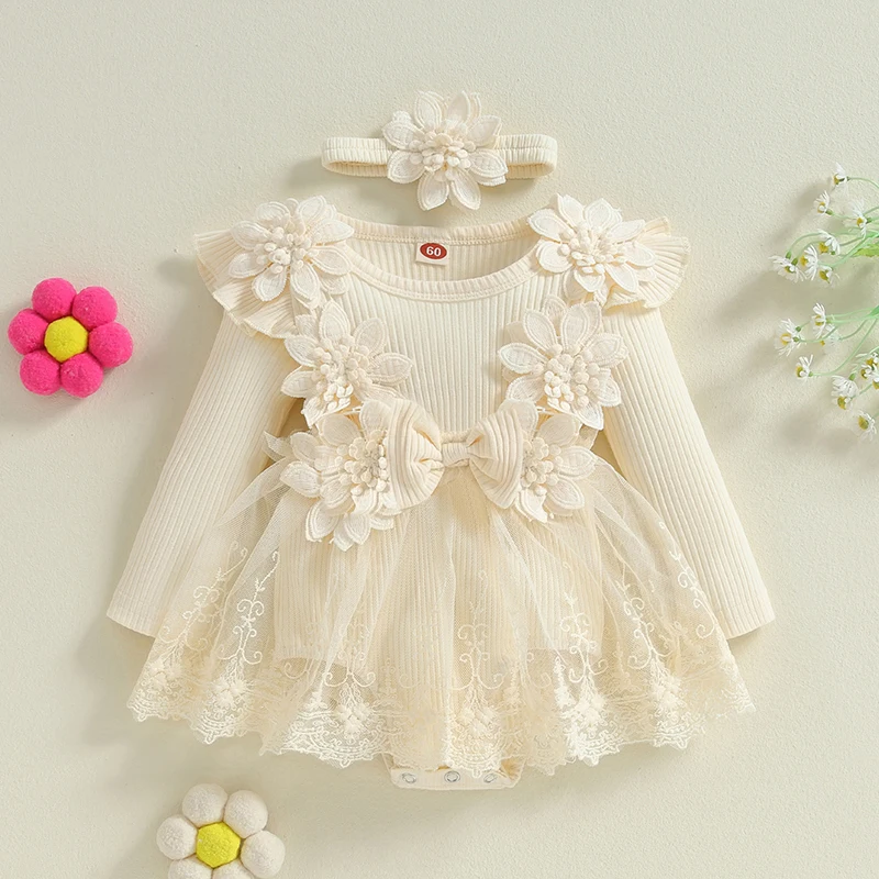 Newborn Clothes 3-18Months Spring Fall Toddler Baby Girls Romper Infant Flower Bow Bodysuit Soft New Born Clothes Baby Jumpsuits