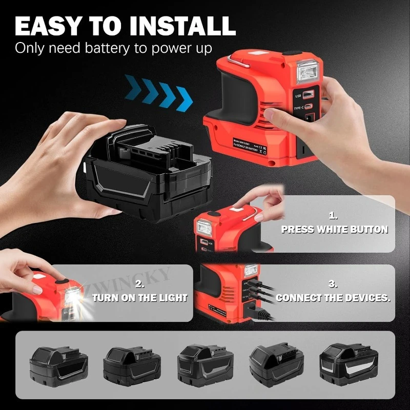 Voor Milwaukee Lithium 18V Batterij Omvormer Power Bank Naar 110/220V Multifunctionele Smart Transformator Outdoor werk Inverter Adapter