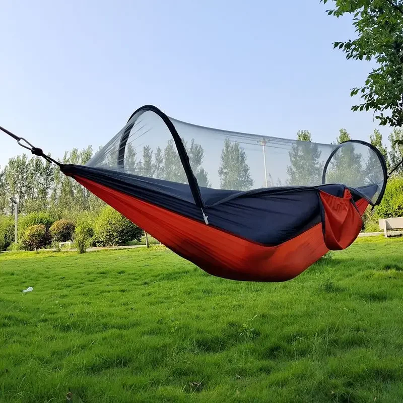 AOLIVIYA Camping Rocking Hanging Chair Nylon Mosquito Net Swing Outdoor Adult Hammock Tree-Side Hanging Cradle Bed