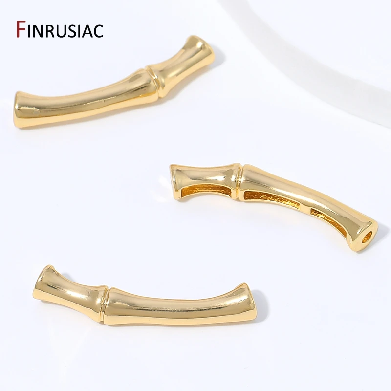 18K Gold Plated Brass Tube Spacers Beads,Bamboo Joint Through-hole Separator Beads For DIY Jewelry Making Accessories view 2