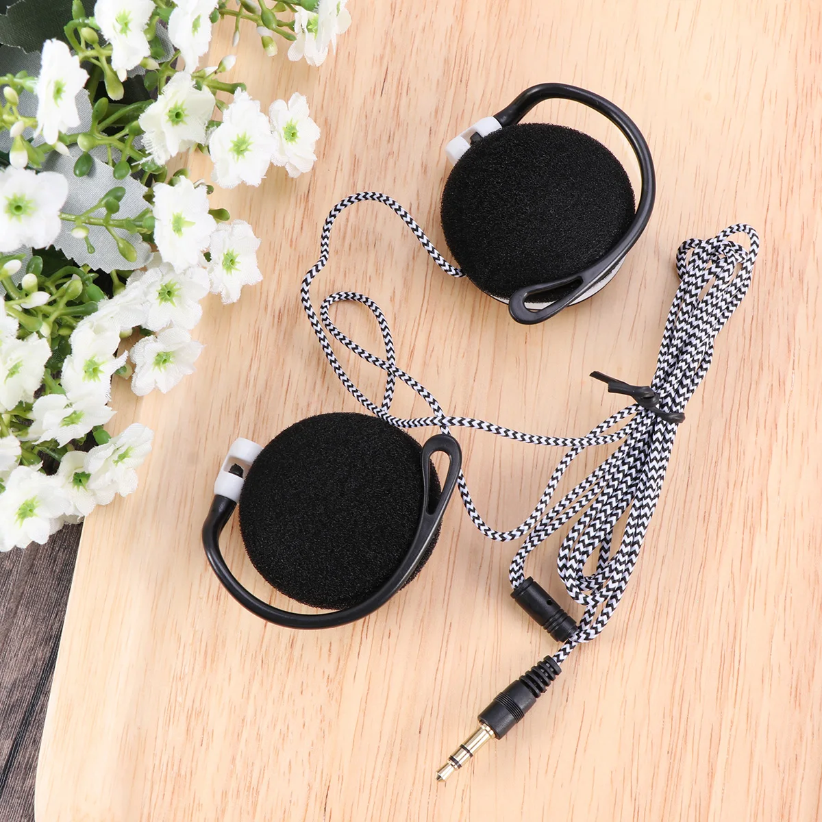 

MP3 Headphones Wired Earbuds Clip On Earhook Stereo Comfortable Durable Cable Excellent Sound Compatible Phone Computer