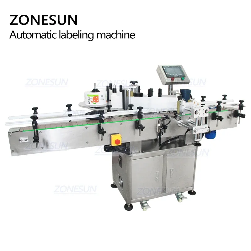 ZONESUN-máquina de etiquetado en rollo de pegatinas para botellas de agua y leche, tarro de vino redondo de tubo automático, dispensador de etiquetas