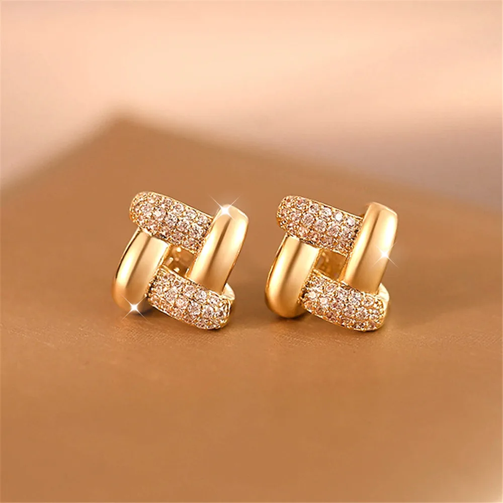 Luxury Zircon Tempera Geometric Earrings 2023 New Fashion South Korea Independent Design Ins Simple Elegant Weddin Earrings Gift