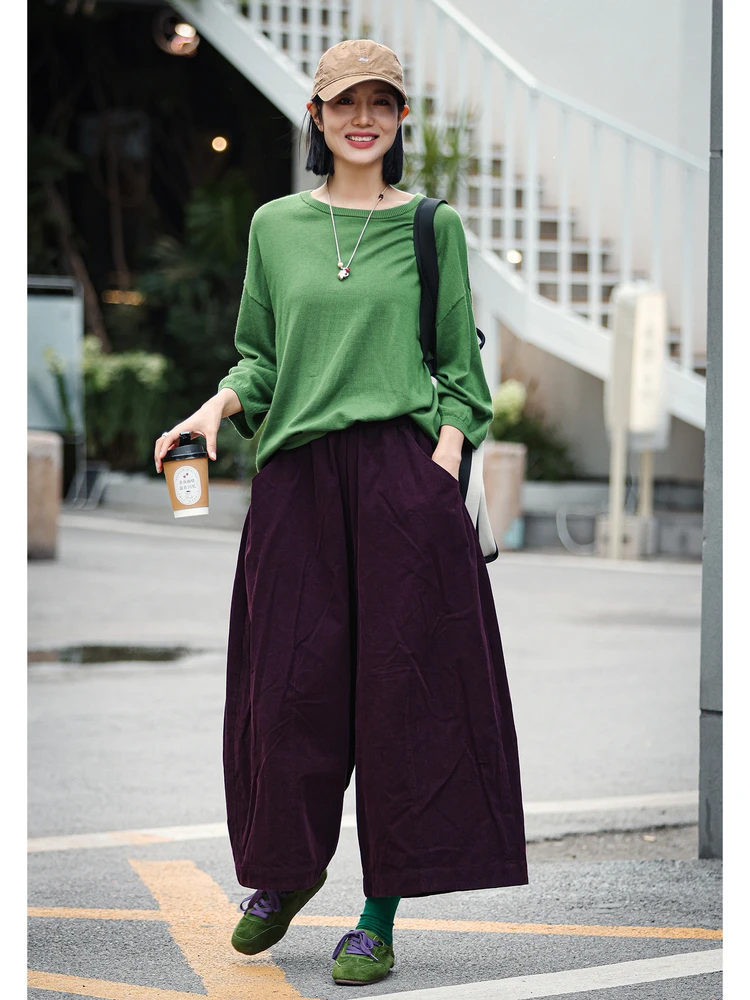 

Premium Spun hine Waable Full Wool Loose Knitted Sweater Women's Pullover Nine Sve round Ne ort Sle Autumn