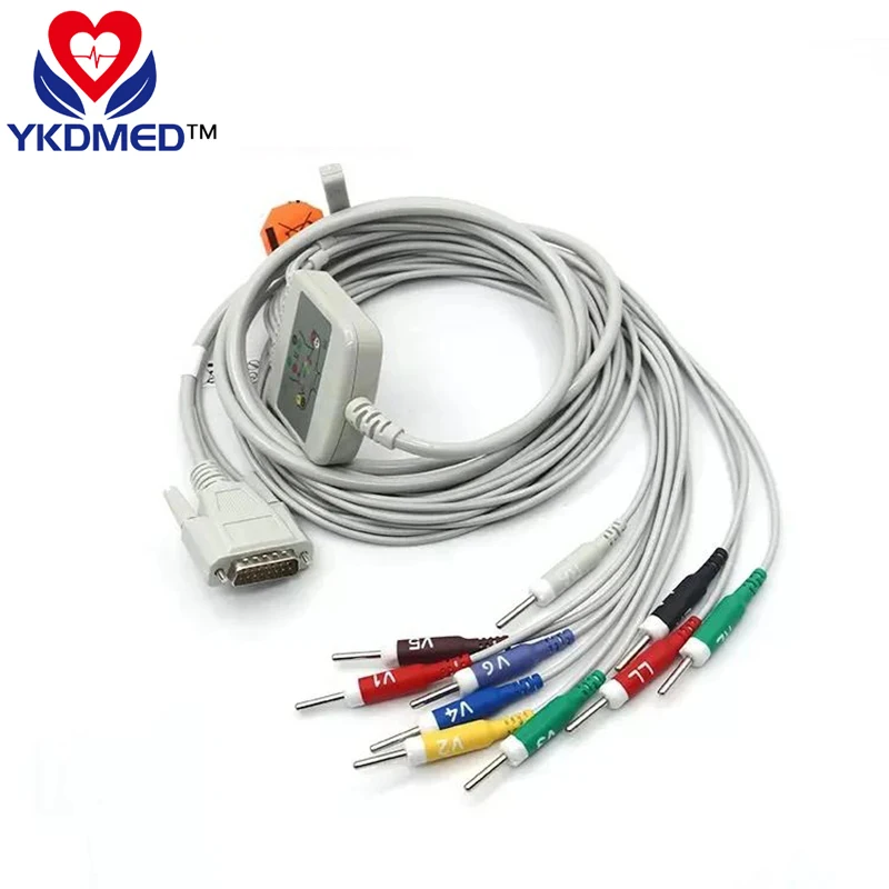 Compatible With Nihon Kohden 9110K/9130k Ecg/Ekg Cable,10 Leadwires AHA/IEC,Din3.0 4.7 K Ohm Resistance Standard