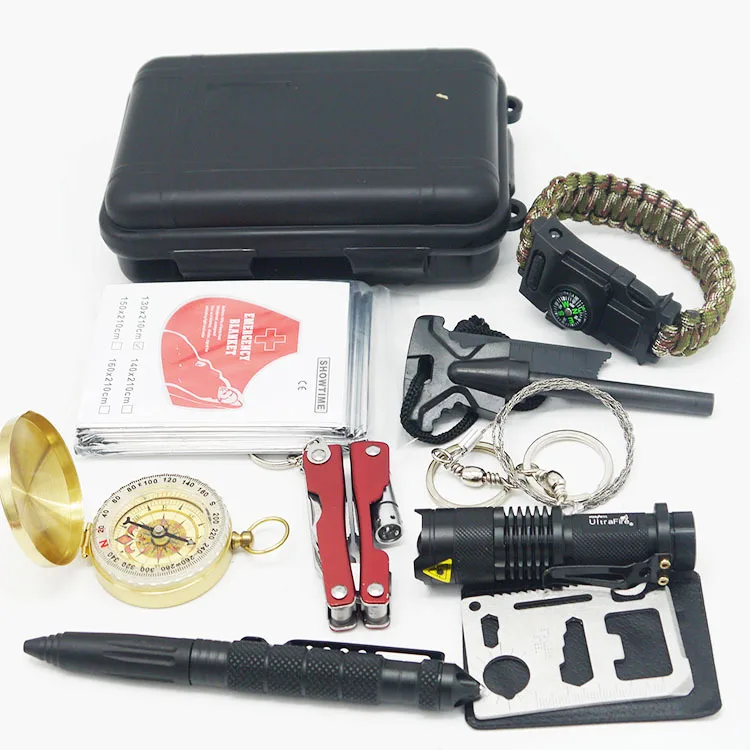 Cross-border Camping Multi-functional Tools and Equipment Set, First Aid Kit, Emergency User Outdoor Self-rescue Survival Box,