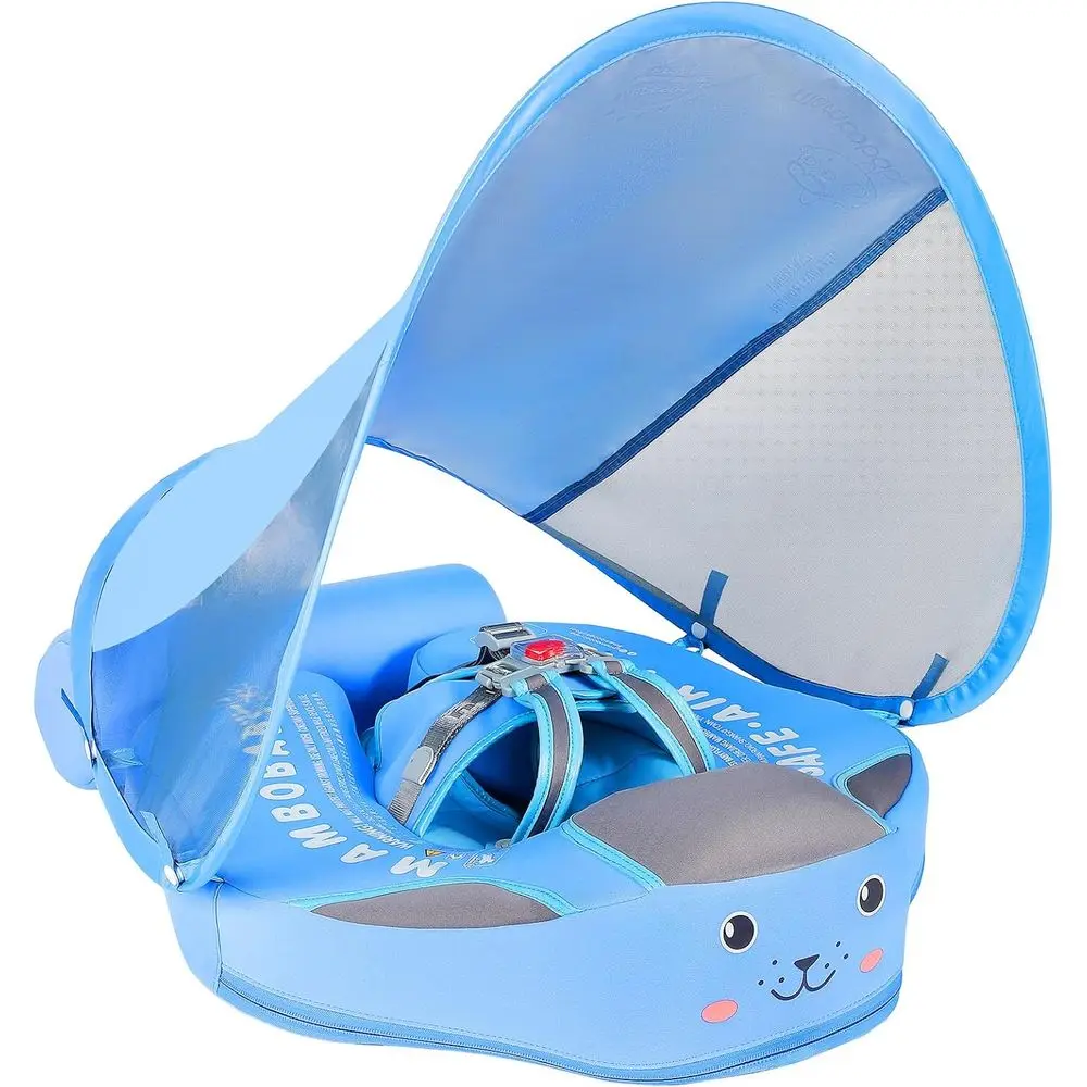 

Inflatable Baby Pool with Tail, UPF 50+ Sun Protection, No Lip Design, Skin-Friendly, and Swimming Trainer Ring
