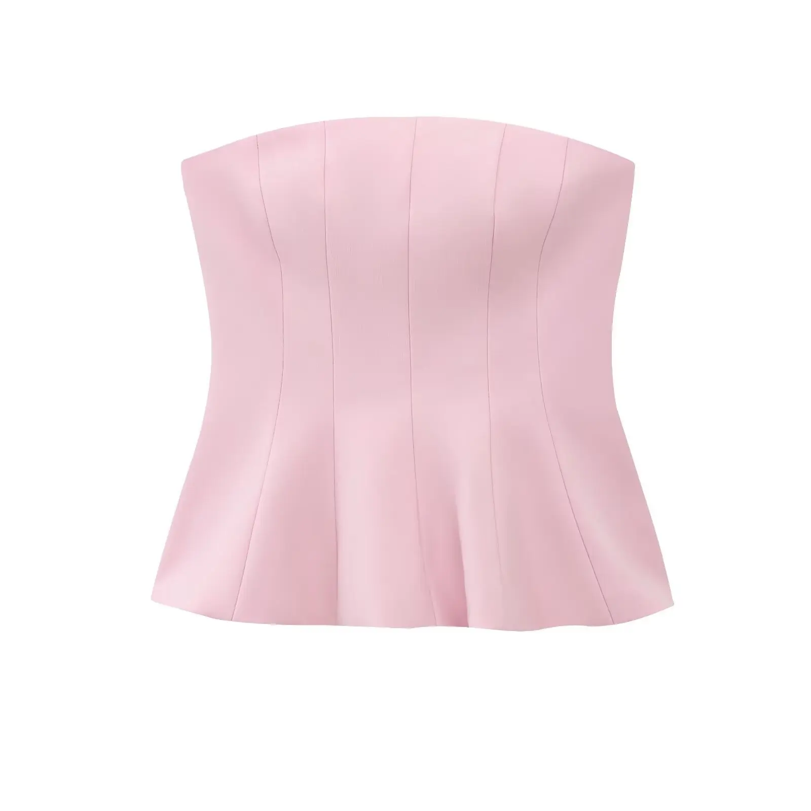 2025 봄 새로운 솔리드 Strapless 탑 여성 Ruched 짧은 탑 여성 섹시한 백 레스 코르셋 탑 귀여운 우아한 여성 파티 탑스