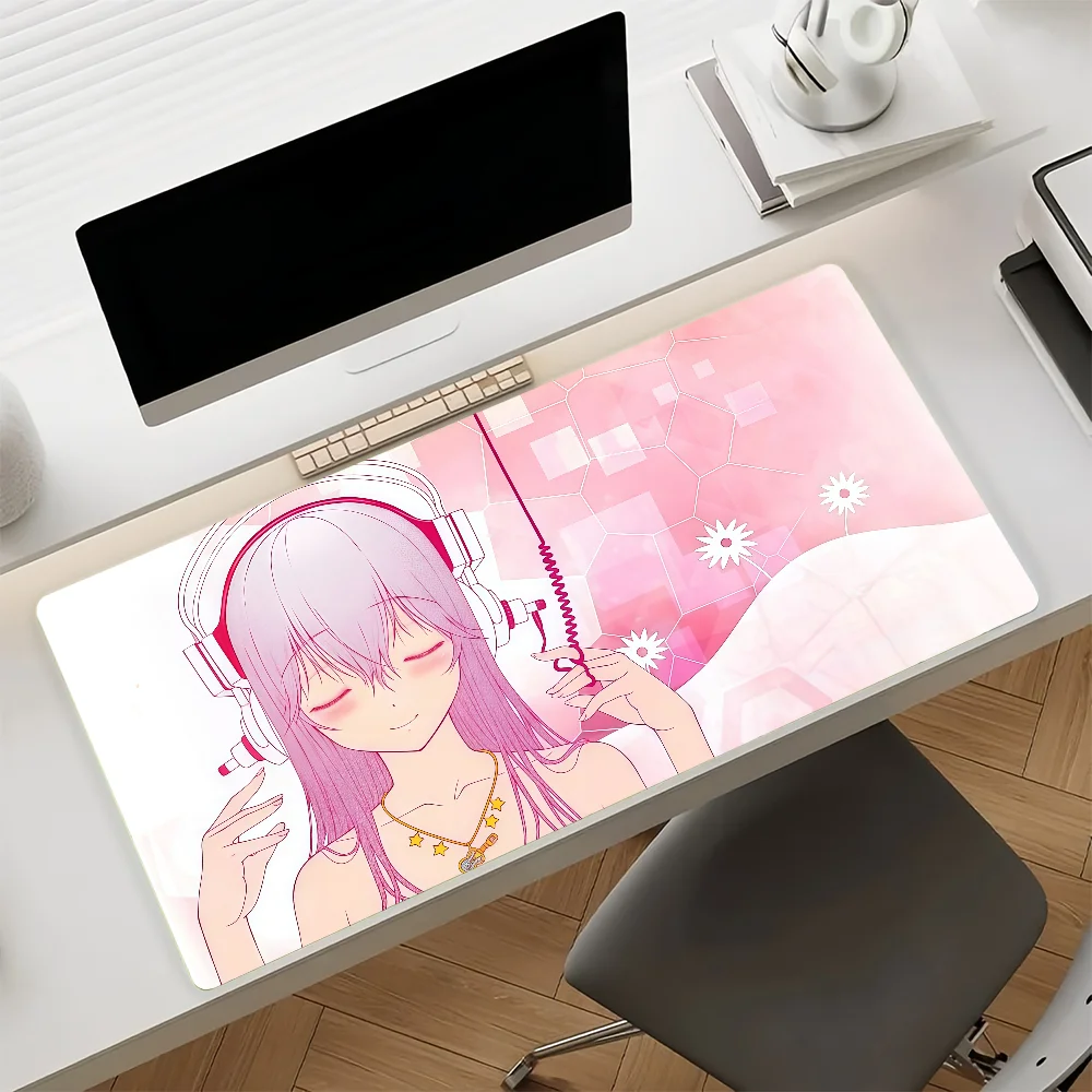 Singer Super Sonico Anime Gaming Mouse Pad Anti‑Slip Rubber Base Large PC Keyboard Laptop Desk Mat for Office Student Home