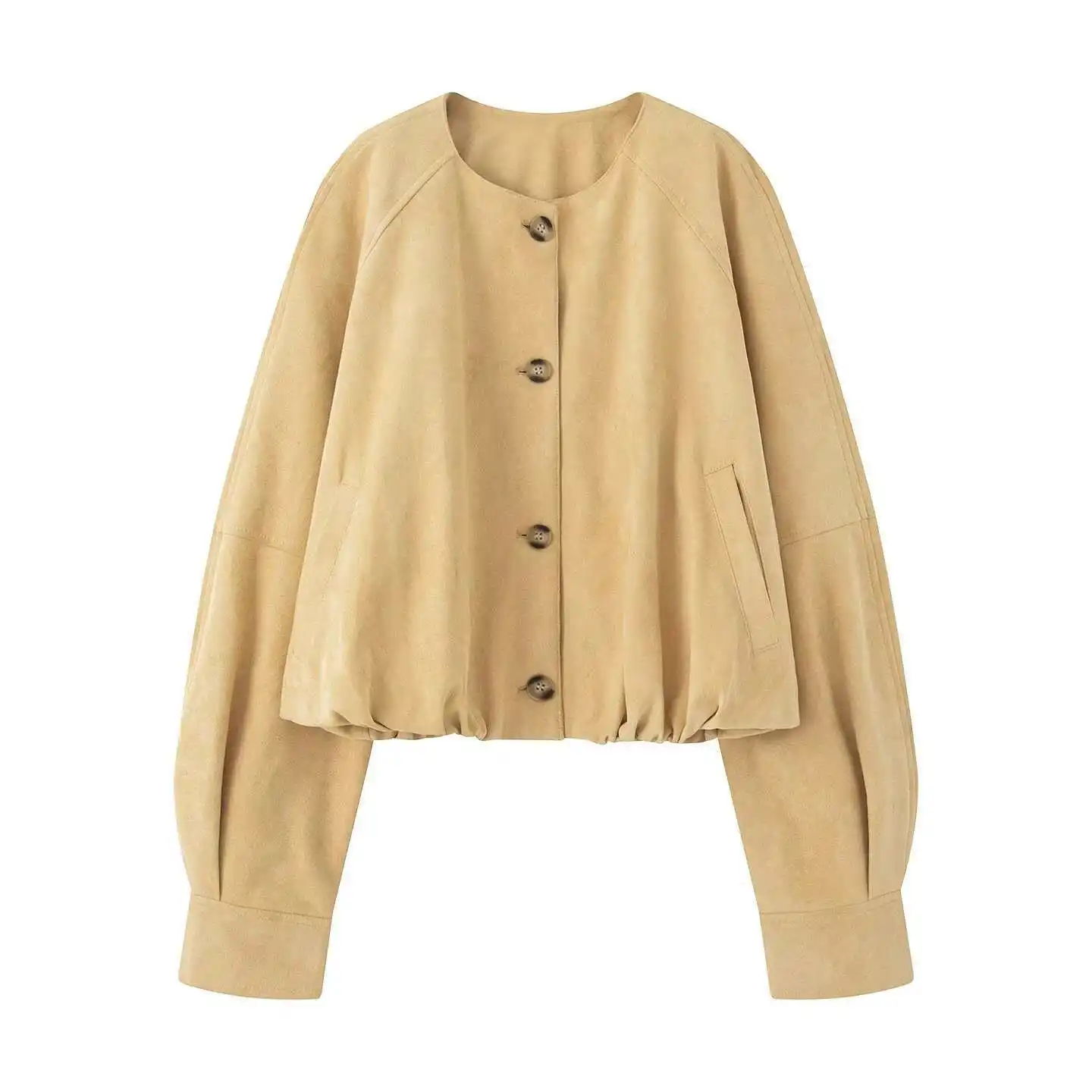 

2025 Autumn Long Sleeve Single Breasted Coat Y2K Elegant Faux Suede Women Loose Jacket Casual Short Coat Female Crop Top