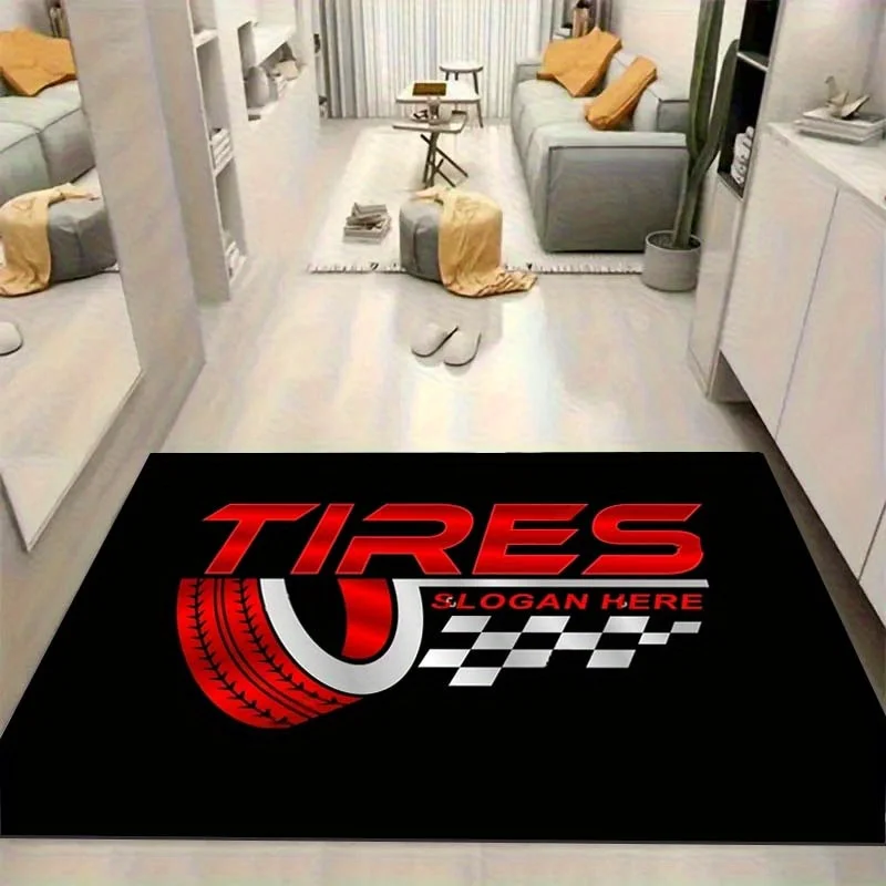 Red Tire Track Patterned Carpet Suitable for Decorating Offices, Living Rooms, Bedrooms, And Porches - Perfect for Coffee Tables