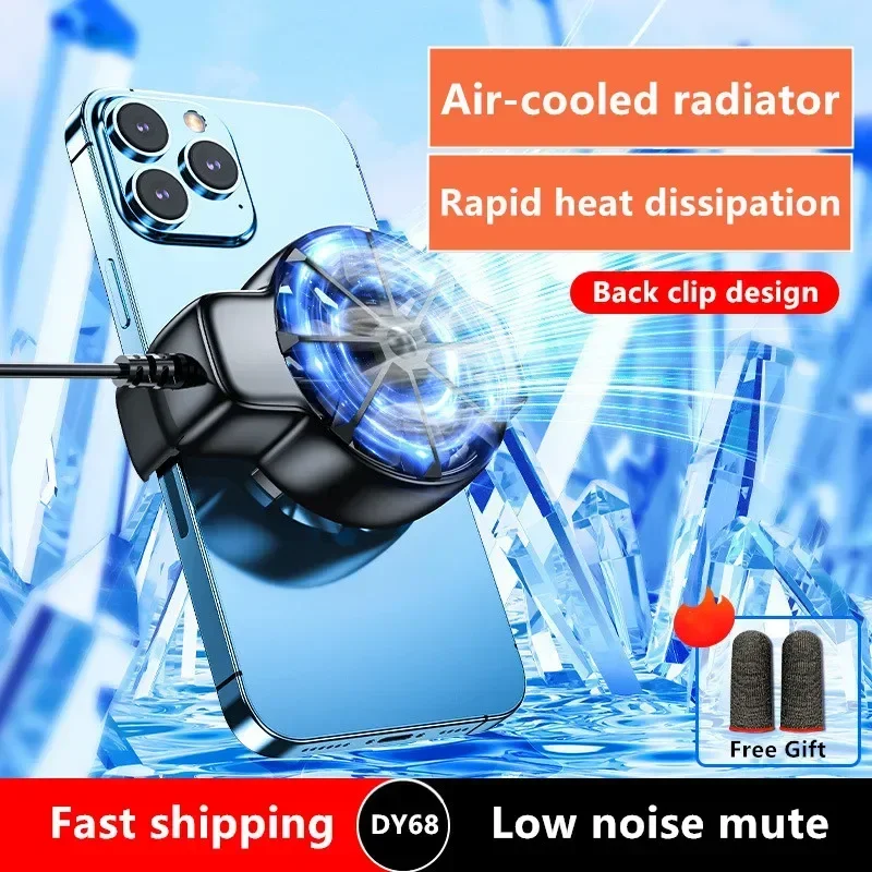 2024 NEW Mobile Phone Air-cooled Back-clip PUBG Game Cooler for IPhone Android Universal Cooling Radiator Compatible 4-6.7 Inchs