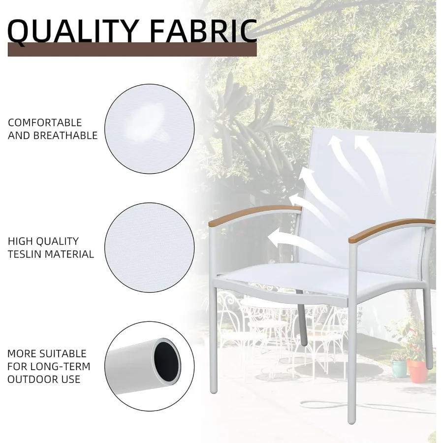 3 قطع فناء بيسترو مجموعات في الهواء الطلق Textilene النسيج المحادثة بيسترو مجموعة Textilene النسيج الجبهة الشرفة الكراسي فناء صغير