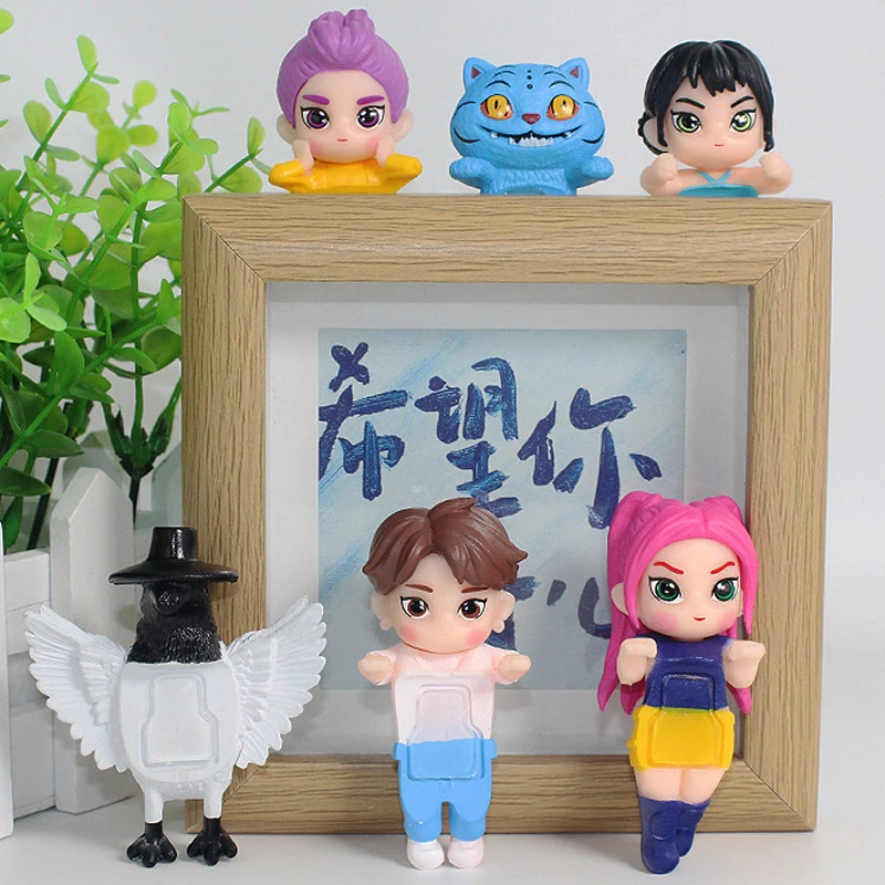 Novo 2025 k-pop caçadores de demônios colecionáveis mini figuras caixa cega derpy tigre rumi mira zoey buceta boneca fã presente natal